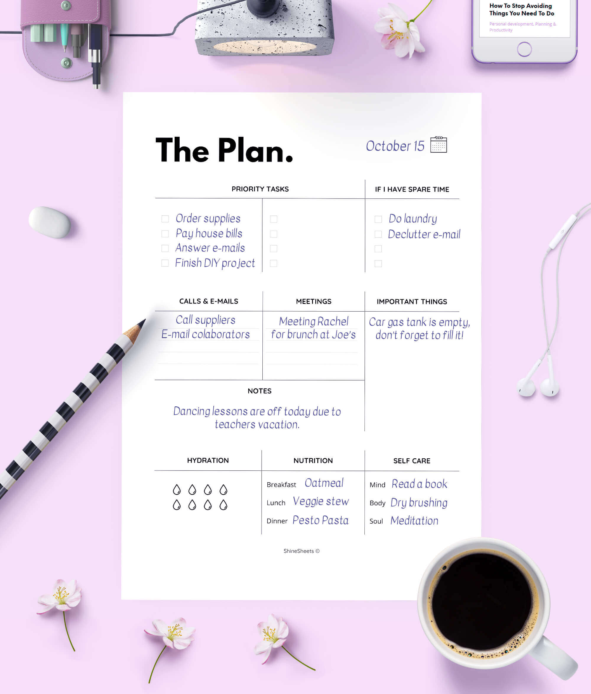The Plan Daily Agenda Planner Printable ShineSheets The Plan Daily Agenda Planner Printable ShineSheets