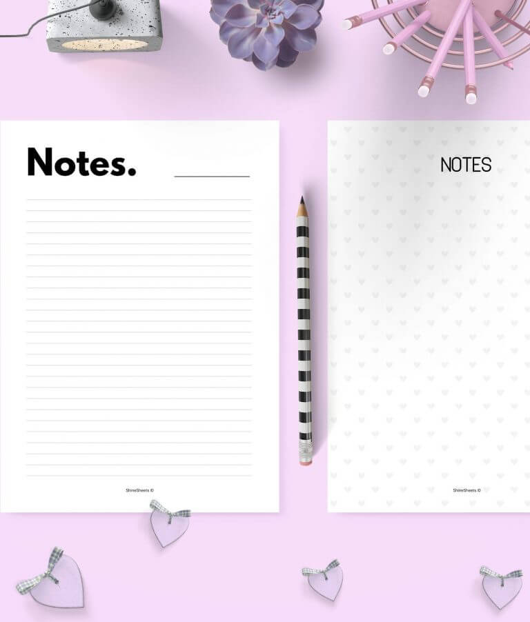 Printable Note Pages / 10 Designs | ShineSheets