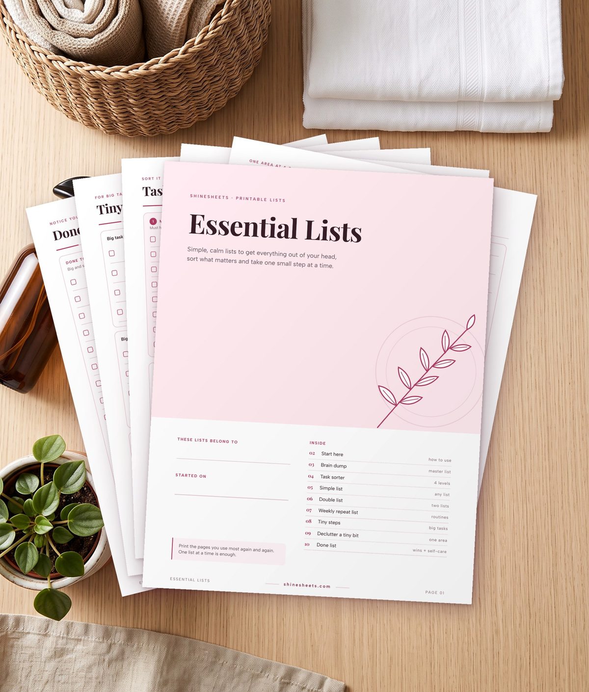 Essential Lists printable for anxious people: free lists for life organization